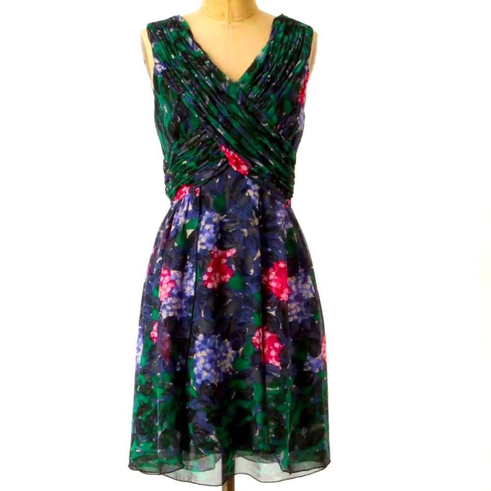 Anna Sui x Anthropologie Blurred Hydrangea Silk Dress - Size 8​- Worn once!